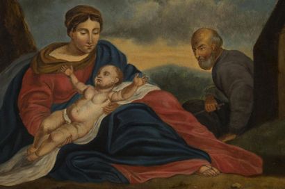 null Début 19ème siècle
La Sainte Famille
Huile sur toile
33 x 40 cm
Beau cadre doré
Restaurations...