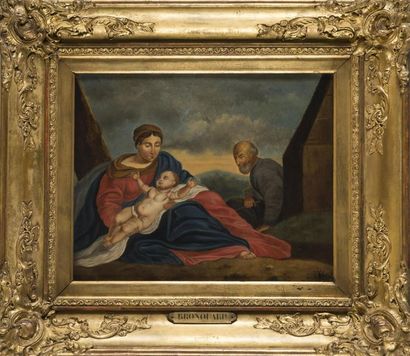 null Début 19ème siècle
La Sainte Famille
Huile sur toile
33 x 40 cm
Beau cadre doré
Restaurations...