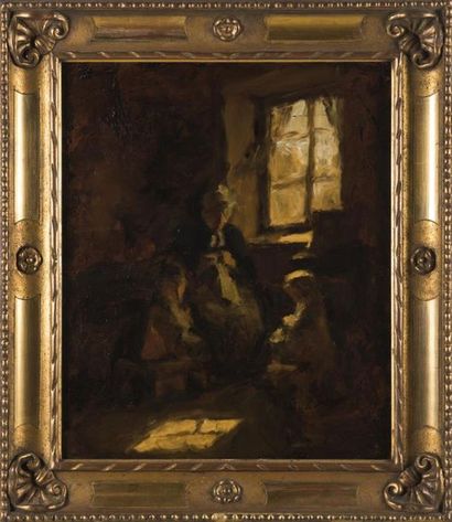 null Édouard D'APVRIL (1843-1928)
Soleil d'après midi chez grand-mère
Huile sur toile
Signée...