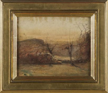 null François-Auguste RAVIER (1814 - 1895)
Paysage 
Aquarelle
Signée au crayon en...