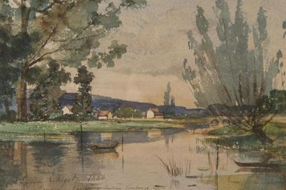 null Eugène CHIGOT (1860 - 1923)
Paysage, 
Aquarelle, signée en bas à gauche et datée...