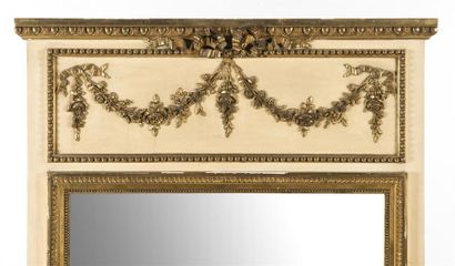 null Trumeau de cheminée en bois laqué et doré
Style Louis XVI
H : 157 L : 94 cm