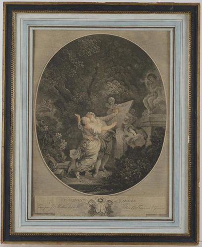 null Gravure d'après Fragonard
Le Serment d'Amour 
41 x 30 cm