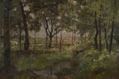 null SAINT CYR GIRIER (1837 - 1911)
Paysage avec aqueduc
Huile sur toile
Signée en...