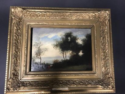 null Dans le goût de Corot, fin XIXe
Paysage
Huile sur panneau
26 x 36 cm
Cadre ...