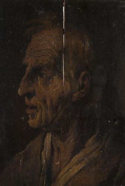 null 18ème siècle, dans le goût de Giorgione
Portrait de philosophe
Huile sur panneau
22...