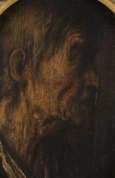 null 18ème siècle, dans le goût de Giorgione
Portrait de philosophe
Huile sur panneau
28...