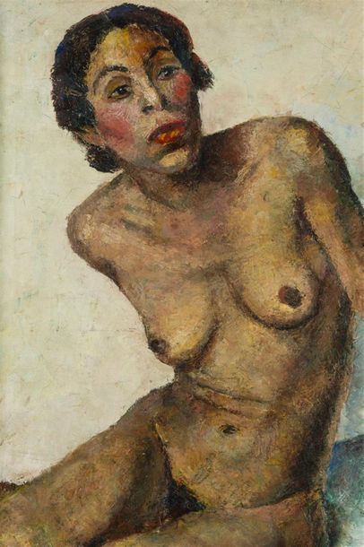 null Véra ROCKLINE (Moscou 1896-1934)
Nue 
huile sur toile , signée bas droite ,...
