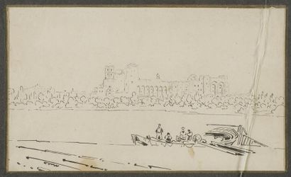 null Paul HUET (1803-1869)
Le Rhône à Avignon
Encre
12 x 20 cm