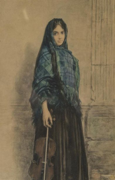 null Pierre Adolphe HUAS (1838 - 1900)
La violoniste
aquarelle
