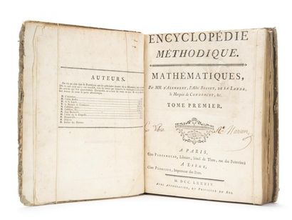 null D'ALEM RT, Abbé BOSSUT, De LA LANDE, Marquis de CONDORCET, etc. Encyclopédie...