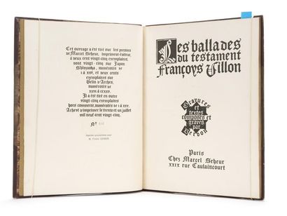 null VILLON (François) : les Ballades du testament. Gravures et textes composés et...
