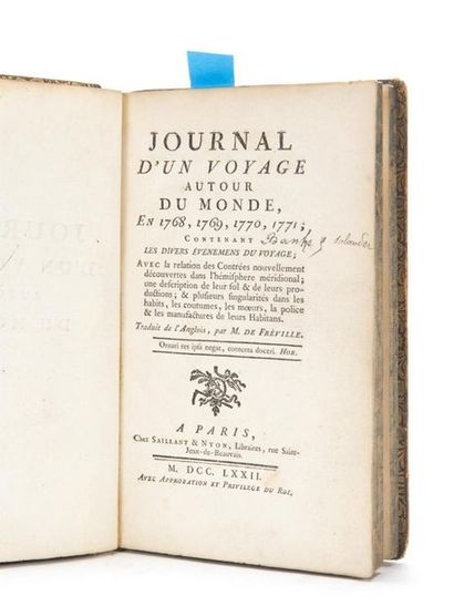 null [BANKS Joseph et SOLANDER Daniel-Charles] JOURNAL D'UN VOYAGE AUTOUR DU MONDE...