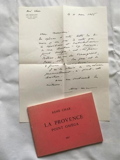 null CHAR (René) : La Provence point oméga. Imprimerie Union, 1965. 
11,5 par 15,2...