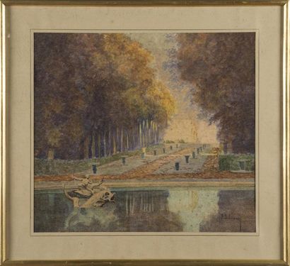 null P DUBUISSON
Suite de cinq aquarelles sur papier, le parc de Versailles
