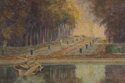 null P DUBUISSON
Suite de cinq aquarelles sur papier, le parc de Versailles
