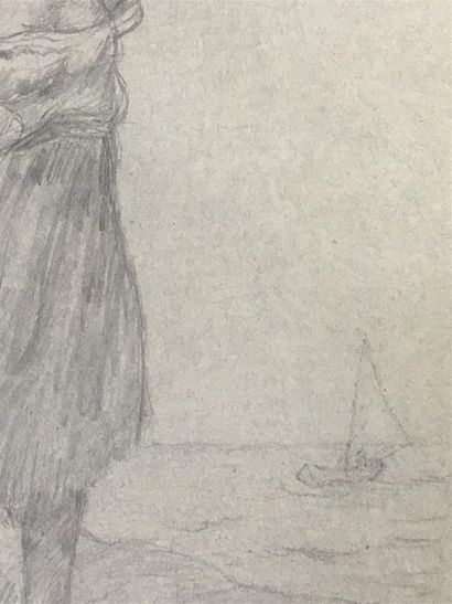 null Jules BRETON (1827 - 1906)
Dessin recto verso
Jeune femme au bord de la mer
Jeune...
