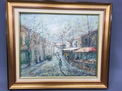 null M. CORNU
Le marché
Huile sur toile signé en bas à gauche
43 x 51 cm