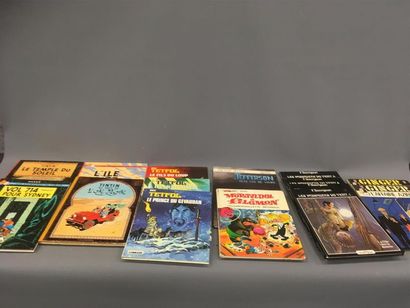 Lot de 15 albums de bande dessinée dont Tintin,...