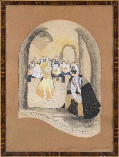 null Louis R DELEAGE Affichiste (1902-1945) 
Gravure représentant une scène de danse...