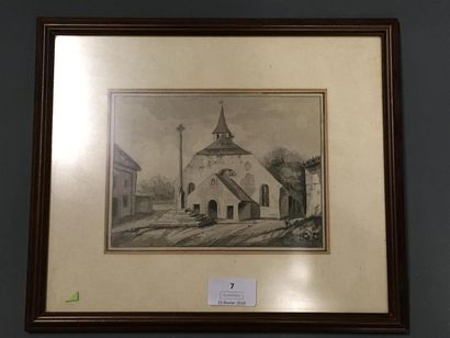 null Ecole française du 19ème siècle
Vue de village (Picardie)
Encre et lavis sur...
