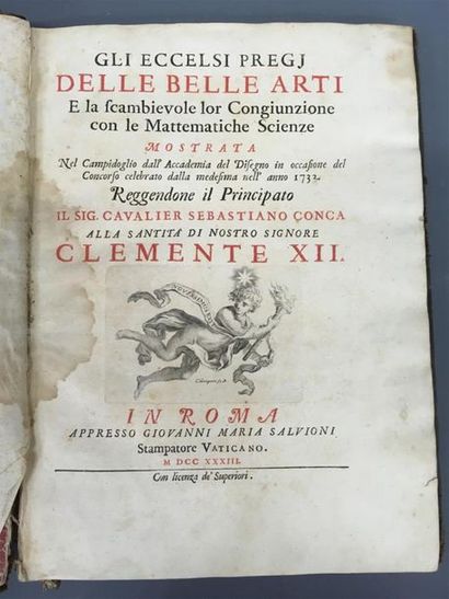null Academie Saint Luc de Rome concours de 1752, fin volume in quarto reliure en...