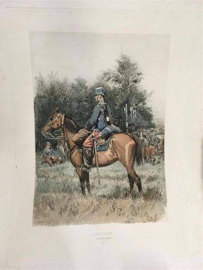 null Deux gravures en couleur représenant hussard et infanterie de ligne 1885
38...