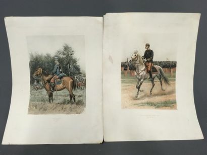 null Deux gravures en couleur représenant hussard et infanterie de ligne 1885
38...