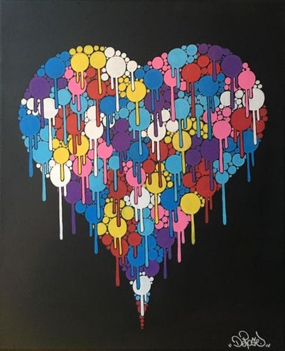 null DEPOSE (1977)
Bubbles Heart fond noir
Spray acrylique sur toile coton
80x70cm
Représenté...