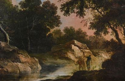 null Attribué à Isaac de MOUCHERON (1667 - 1744)
Paysage aux pêcheurs
Huile sur panneau,...