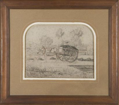 null Louis Hilaire CARRAND (1821-1899)
La Charrette 
Dessins au crayon et à la craie...