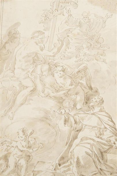null Suiveur de Francesco SOLIMENA (Campanie 1657 - Naples 1747)
La Trinité en gloire
Plume...