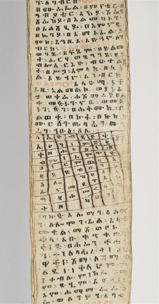 null Rouleau manuscrit ethiopien probalement 18ème avec illustration 