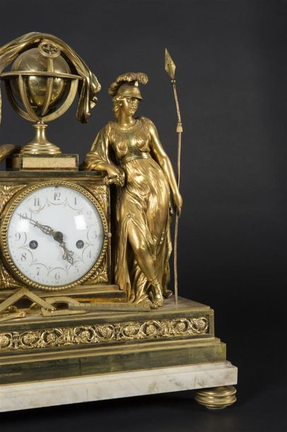 null DAUTEL (horloger) L'Astronomie, 
Importante pendule en bronze ciselée et dorée...