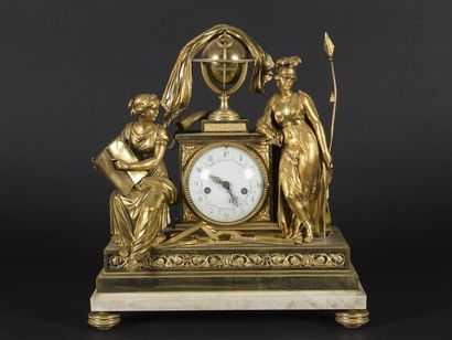 null DAUTEL (horloger) L'Astronomie, 
Importante pendule en bronze ciselée et dorée...