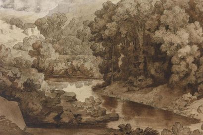 null Antoine-Claude PONTHUS CINIER (1809-1885)
Paysage de bord de rivière (SAN BENEDETTO?)
encre...