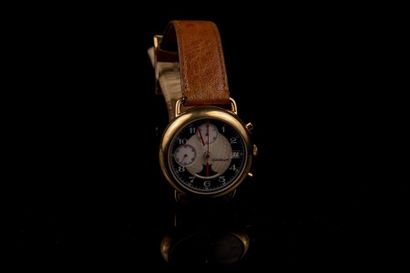 null Emile Pequignet. Montre homme en acier, deux cadrans auxiliaires, une phase...