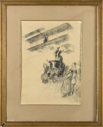 null Emile FRIANT (1863 - 1932)
Aéroplane
Dessin au fusain, signé en bas à droite
35...
