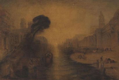 null Louisa D. RICKETSON (1869-1958) 
Paysage d'après Turner 
Aquarelle sur papier...
