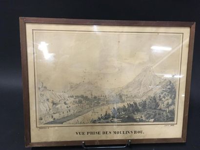 null MARTEL
Vue prise des moulins Rou 1851
28 x 45 cm