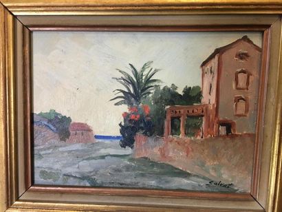 null François SALVAT (1892-1976)
Maison en bords de mer
Huile sur isorel
Signée en...