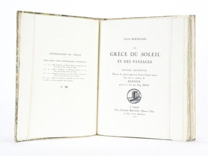 null BERTRAND (Louis) : La Grèce du Soleil et des Paysages. Edition définitive illustrée...