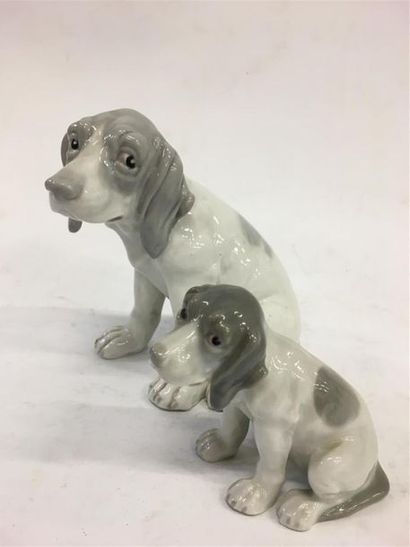 null Deux chiens en porcelaine
H plus grand : 14 cm