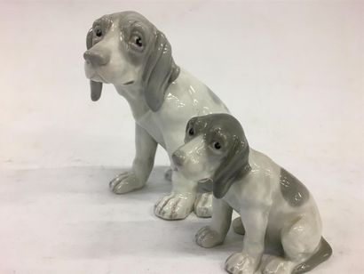 null Deux chiens en porcelaine
H plus grand : 14 cm