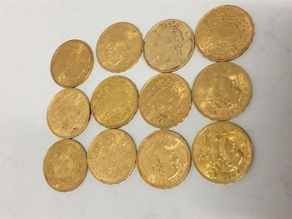 null 12 pièces en or de 20 francs Suisse