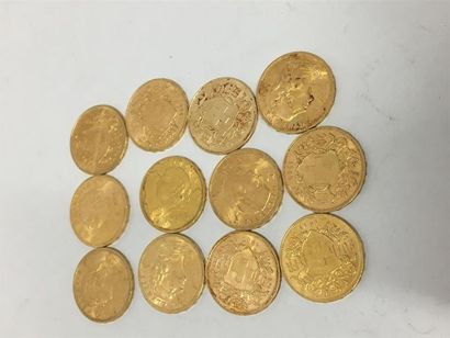 null 12 pièces en or de 20 francs Suisse