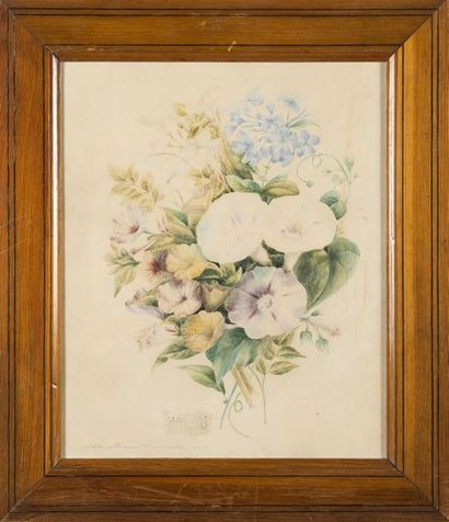 null Bouquet de fleurs, 
Aquarelle , signée en bas à gauche Juliette ?, date 1847
26...