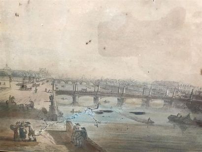 null Vue perspective de la Seine en 1793
gravure rehaussée d'aquarelle
cadre en bois...