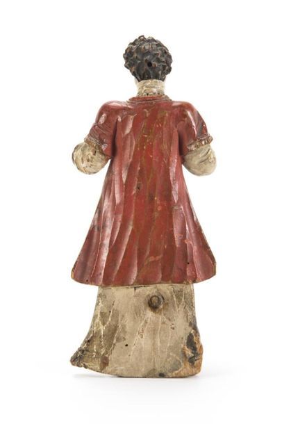 null Sujet en bois sculpté polychrome
Servant 
18ème siècle
H : 24 cm
