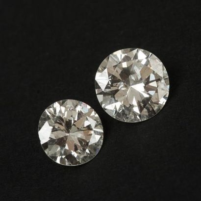 null Bague en or blanc (750) 18K dite vous et moi", deux diamants taille ancienne...